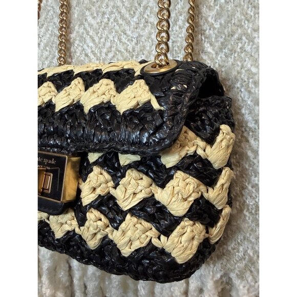Kate Spade New York Evelyn Striped Crochet Raffia Sm Shoulder Crossbody Bag NEW - Picture 7 of 14